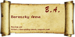 Bereszky Anna névjegykártya